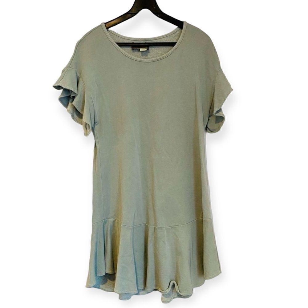 Anthropologie Saturday/Sunday Greenish Odette Ruffle Sleeve Dress Size XS